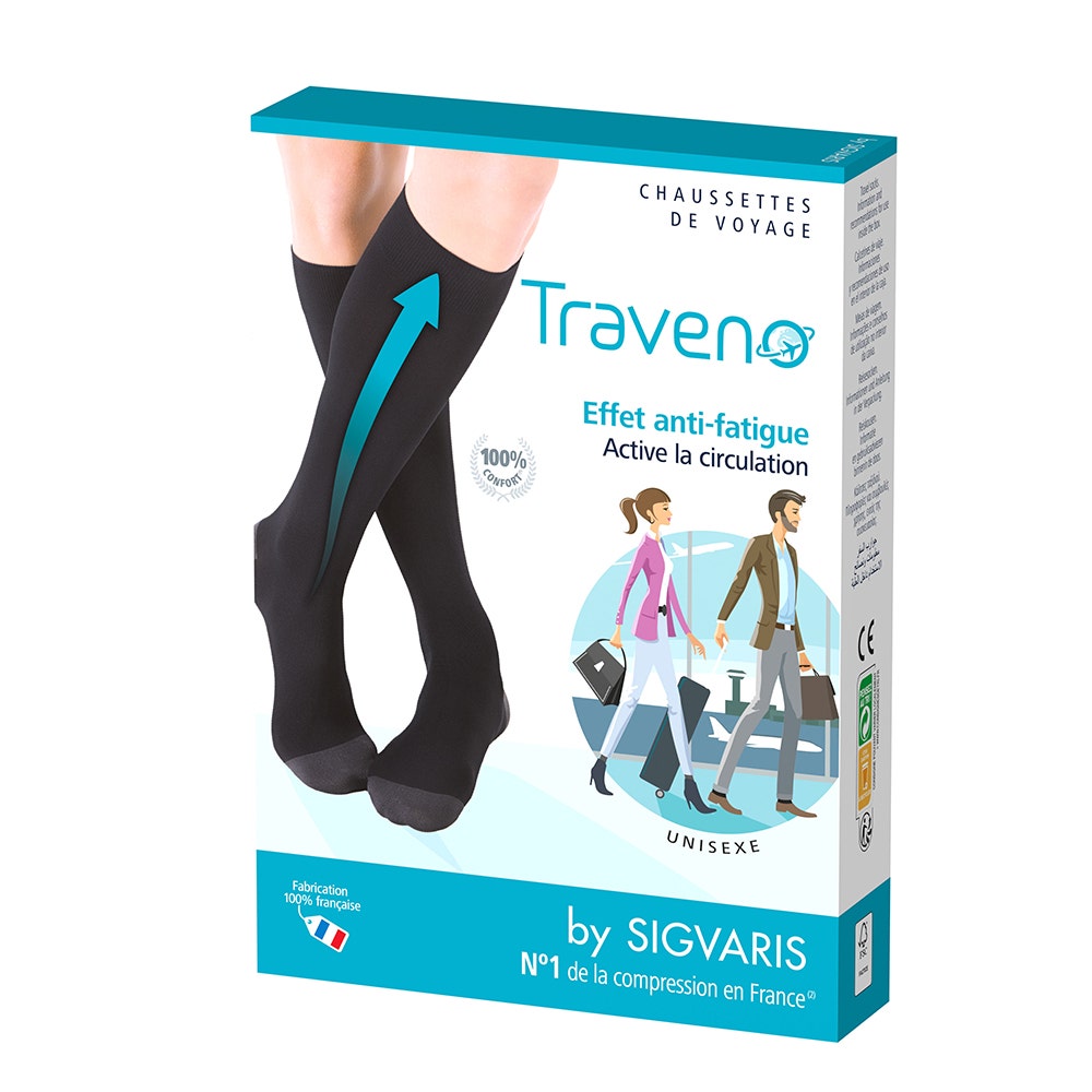 Chaussettes De Compression Travelon Noir - Taille S/M (hommes 6-9, Femmes 8-11) Idéales Pour Voyager