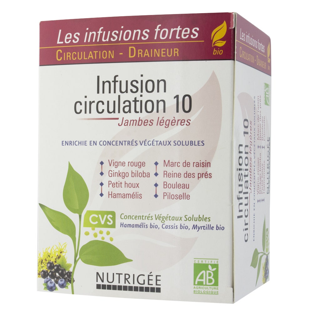 Nutrigée Infusion Circulation 10 Jambes Legeres Bio 30 Sachets