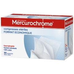 Mercurochrome Compresses Steriles 20cmx20 Format Economique X60