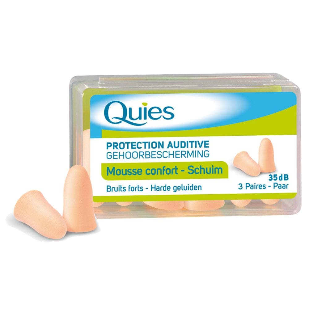 Quies Protection Auditive Mousse Confort Couleur Chair 3 Paires