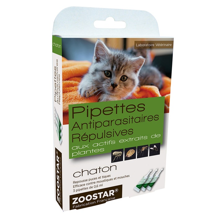 Pipettes Antiparasitaires Repulsives Chaton 3x0.6ml Zoostar