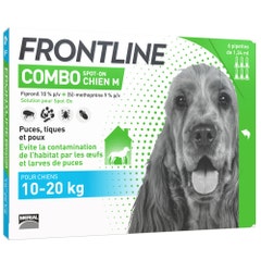 Frontline Combo Spot-on Chien M de 10-20kg 6 Pipettes De 1,34ml
