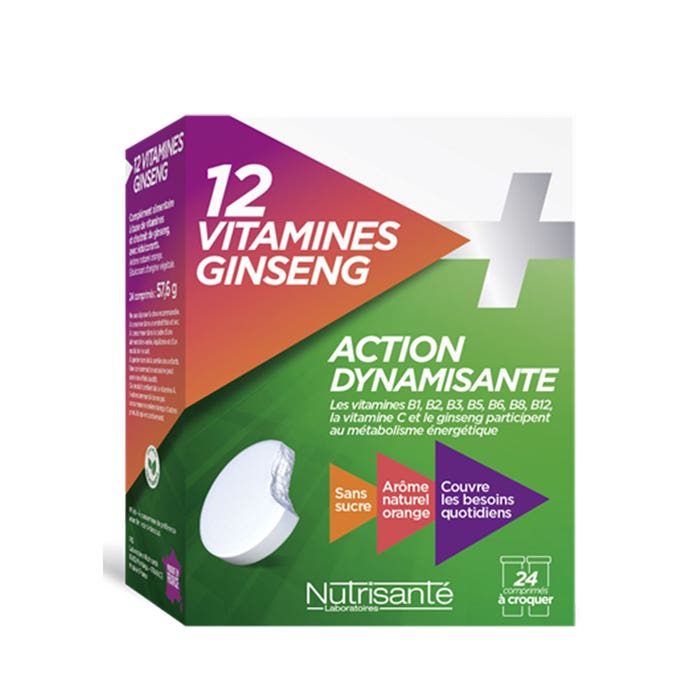 12 Vitamines + Ginseng 24 Comprimes Nutrisante