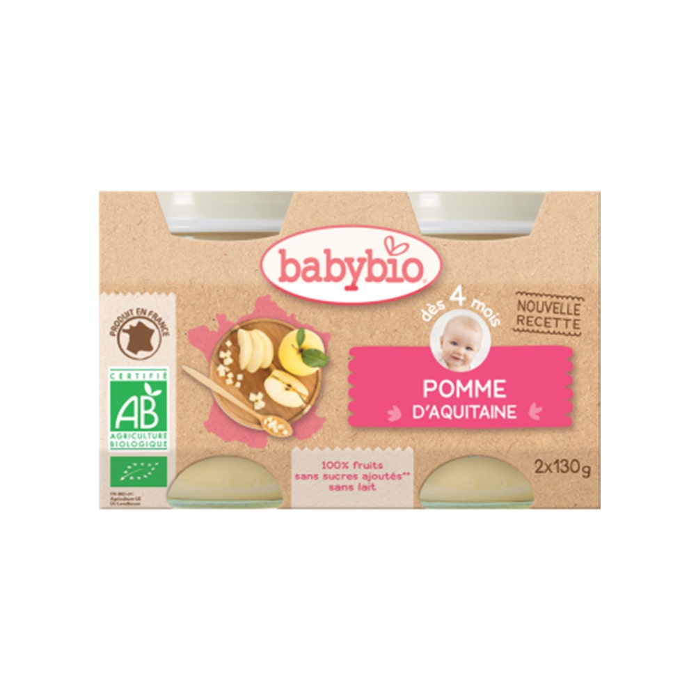 Babybio Petits Pots Pomme-Pruneau Bio 4+ Mois – 2x130g – Lot De 6 – Recette Douce & Naturelle