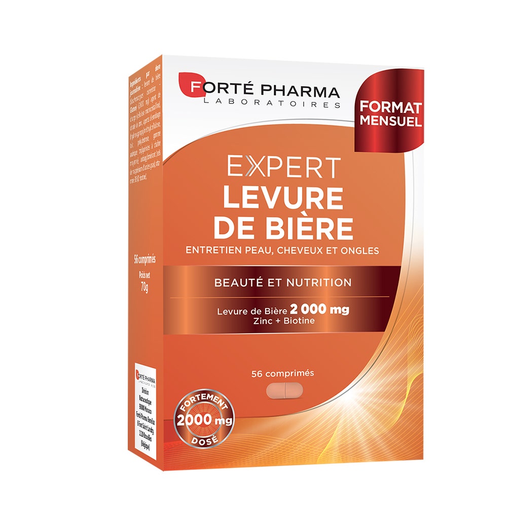 Forté Pharma Expert Cheveux Levure de Bière Cheveux Ongles et Peau enrichie en Zinc et Biotine 56 comprimés