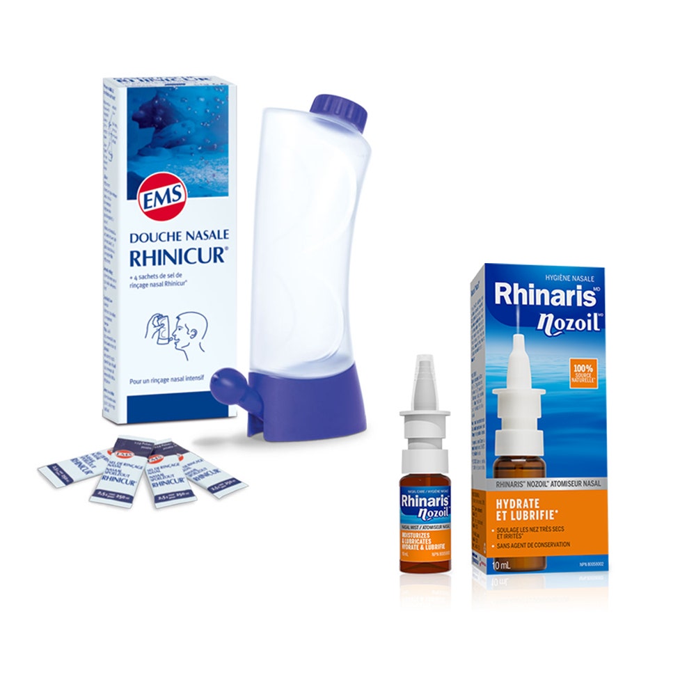 Rhinicur Douche Nasale + 4 Sachets Sel De Rincage + Spray Nasal Rhinaris Offert Rhinicur 10 ml