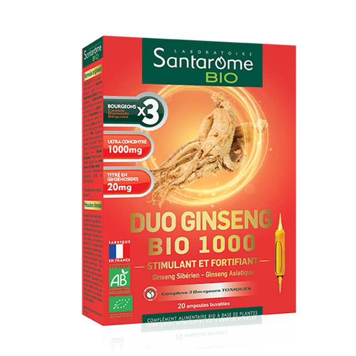 Santarome Duo Ginseng 1000 20 Ampoules Bio 200ml