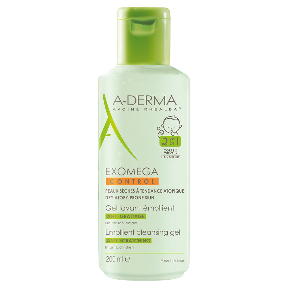 A-Derma Exomega Control Gel Lavant Emollient Corps Et Cheveux 200ml