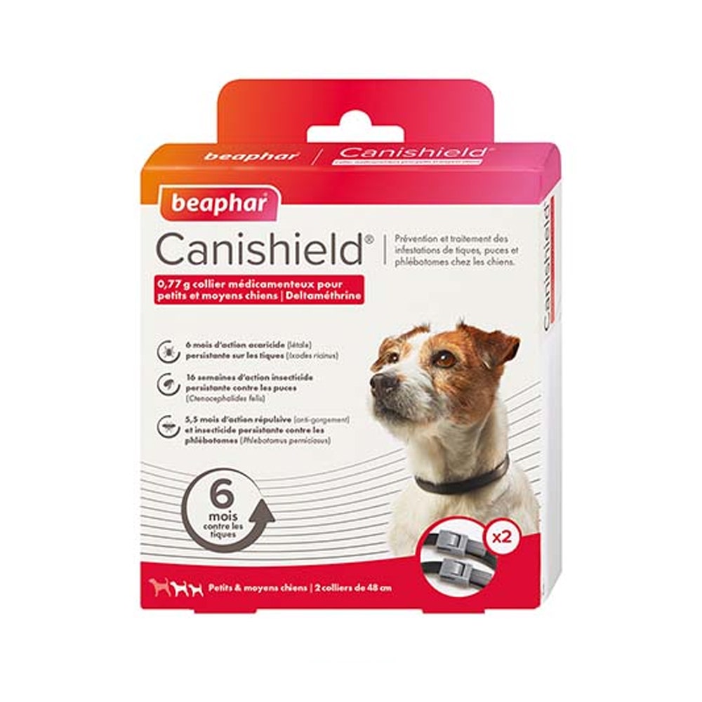 Beaphar Canishield Collier Medicamenteux Pour Petits Et Moyens Chiens X2