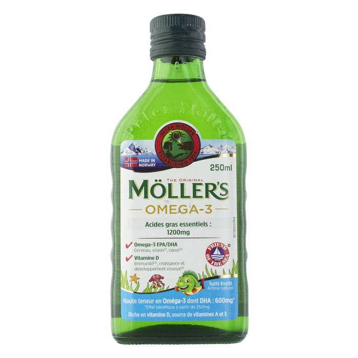 Moller'S Omega-3 Huile De Foie De Morue Liquide Arome Naturel Tutti Frutti 250ml