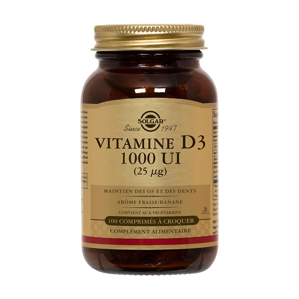 Solgar Vitamine D3 1000ui fragola/banana 100 compresse masticabili