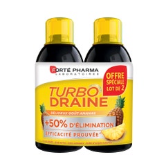 Forté Pharma TurboDraine Draineur Minceur et Elimination Goût Ananas 2x500ml
