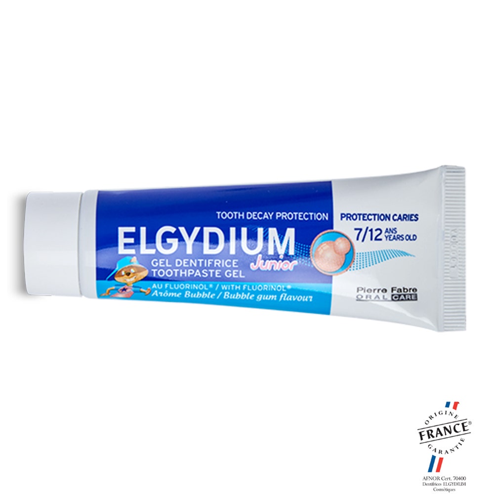 ELGYDIUM JUNIOR DENTIFRICE AU FLUORINOL GOUT BUBBLE 7-12 ANS 50ML
