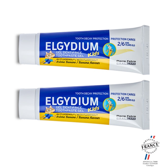 Elgydium Kids Dentifrice Au Fluorinol Gout Banane 2-6 Ans 2x50ml