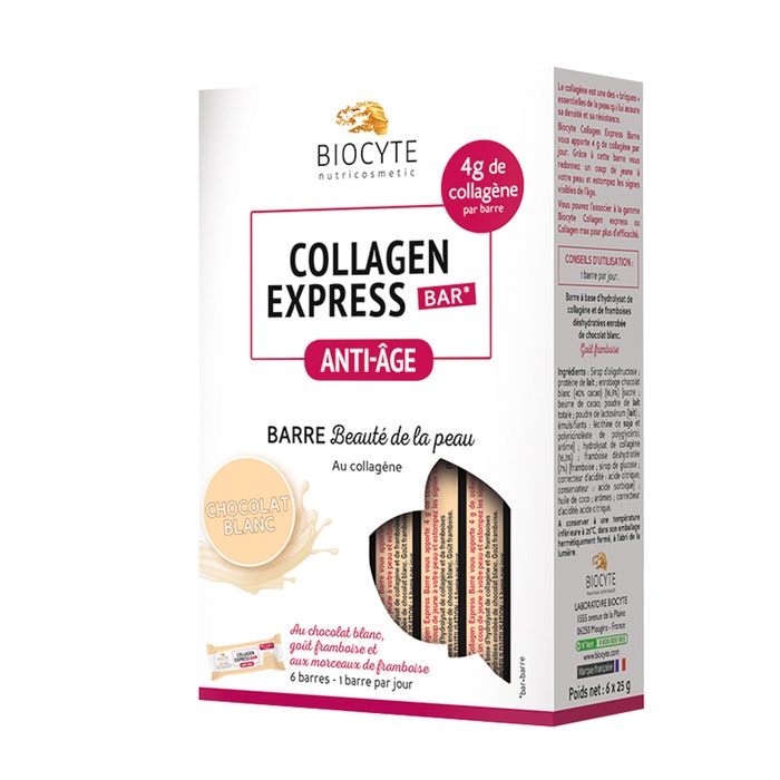 Biocyte Collagen Express Bar Anti-age Chocolat Blanc 6 Barres