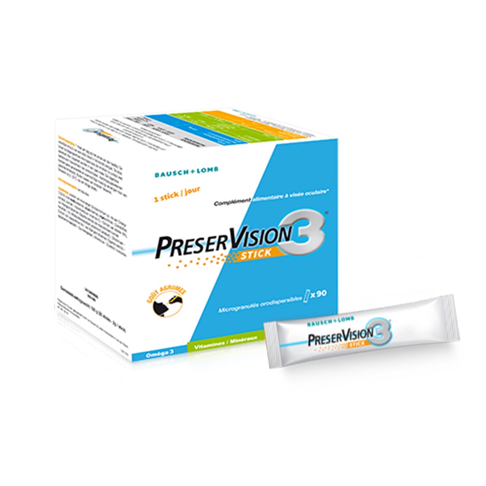 Bausch&Lomb Preservision Complément alimentaire à visée ocualire 3 90 sticks