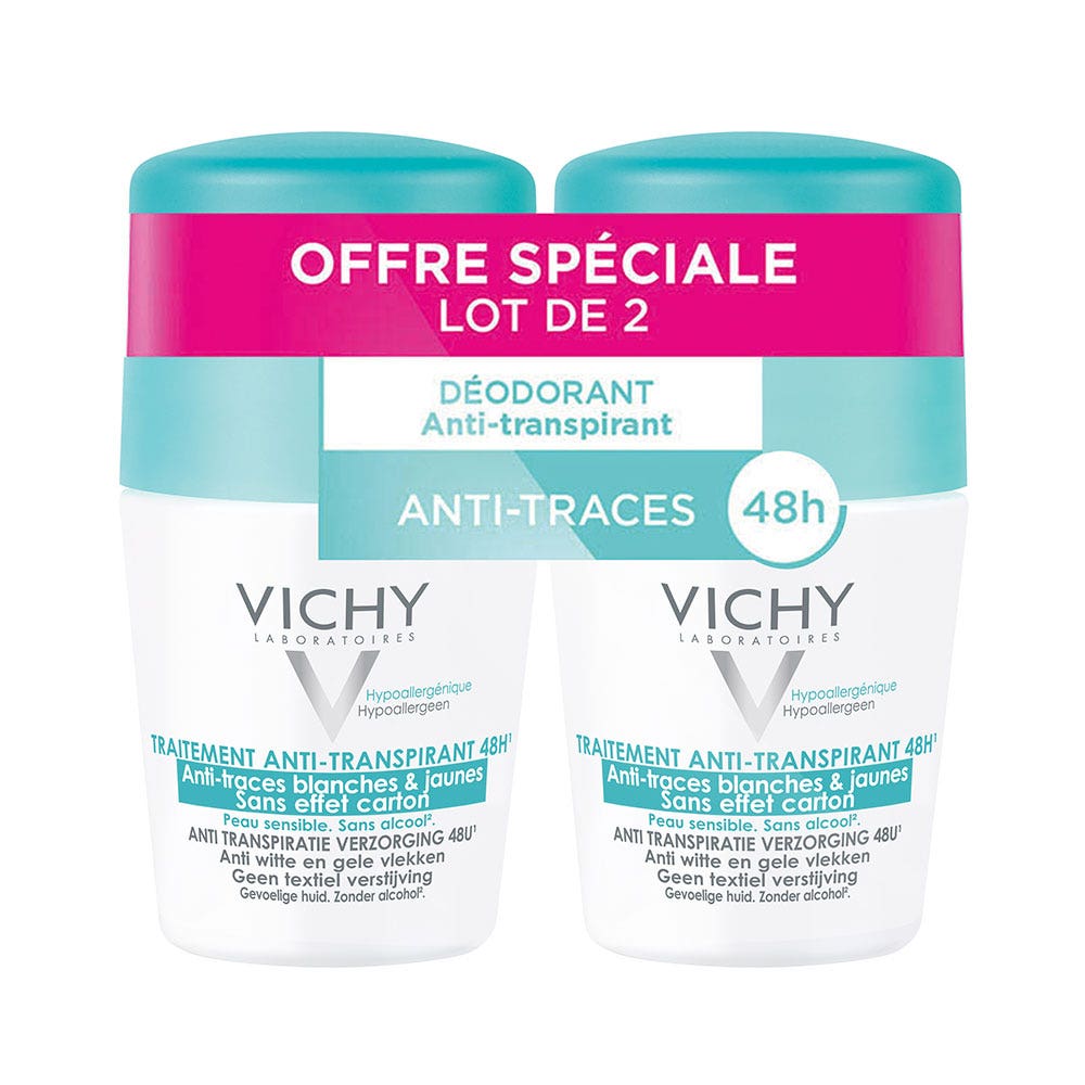 Vichy Déodorant Anti-transpirant Anti-traces Roll-on 2x50 ml