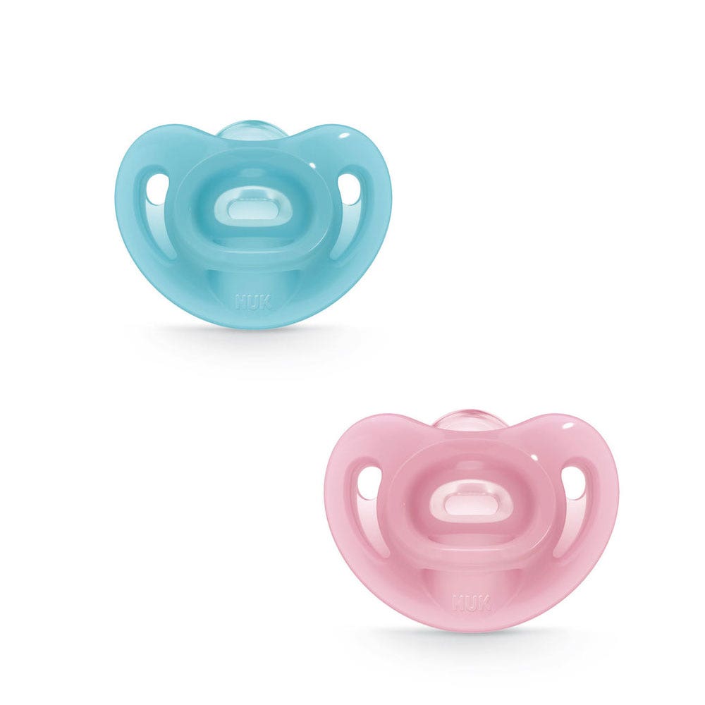 Sucettes NUK Sensitive - Lot De 2 - Silicone Souple - Pour Bébés 6-18 Mois - Sans BPA - Bleu Et Vert