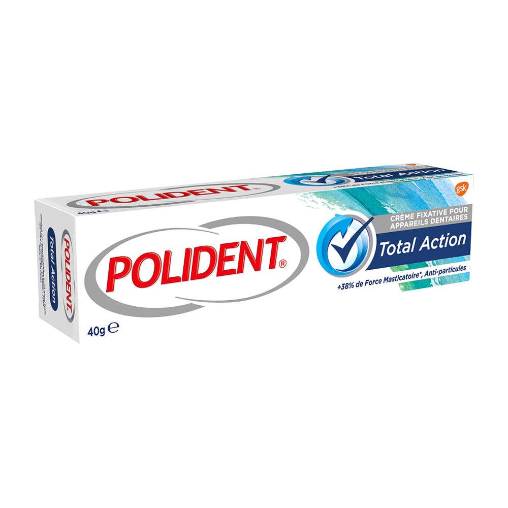 Polident Creme Fixative Pour Appareils Dentaires Total Action 40g
