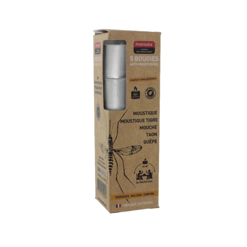 Manouka Bougie Anti-moustiques Vanille Monoi x5