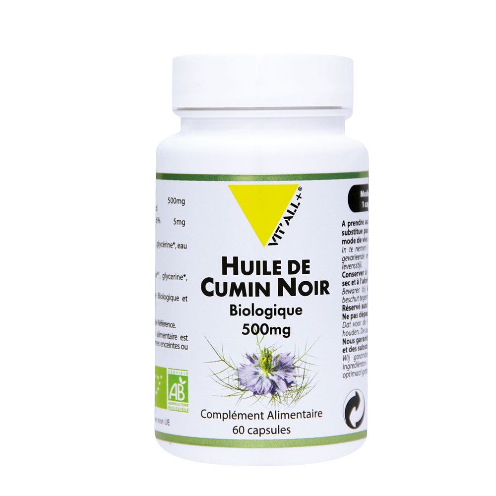 Huile De Cumin Noir Bio 500mg 60 Capsules Vit'All+