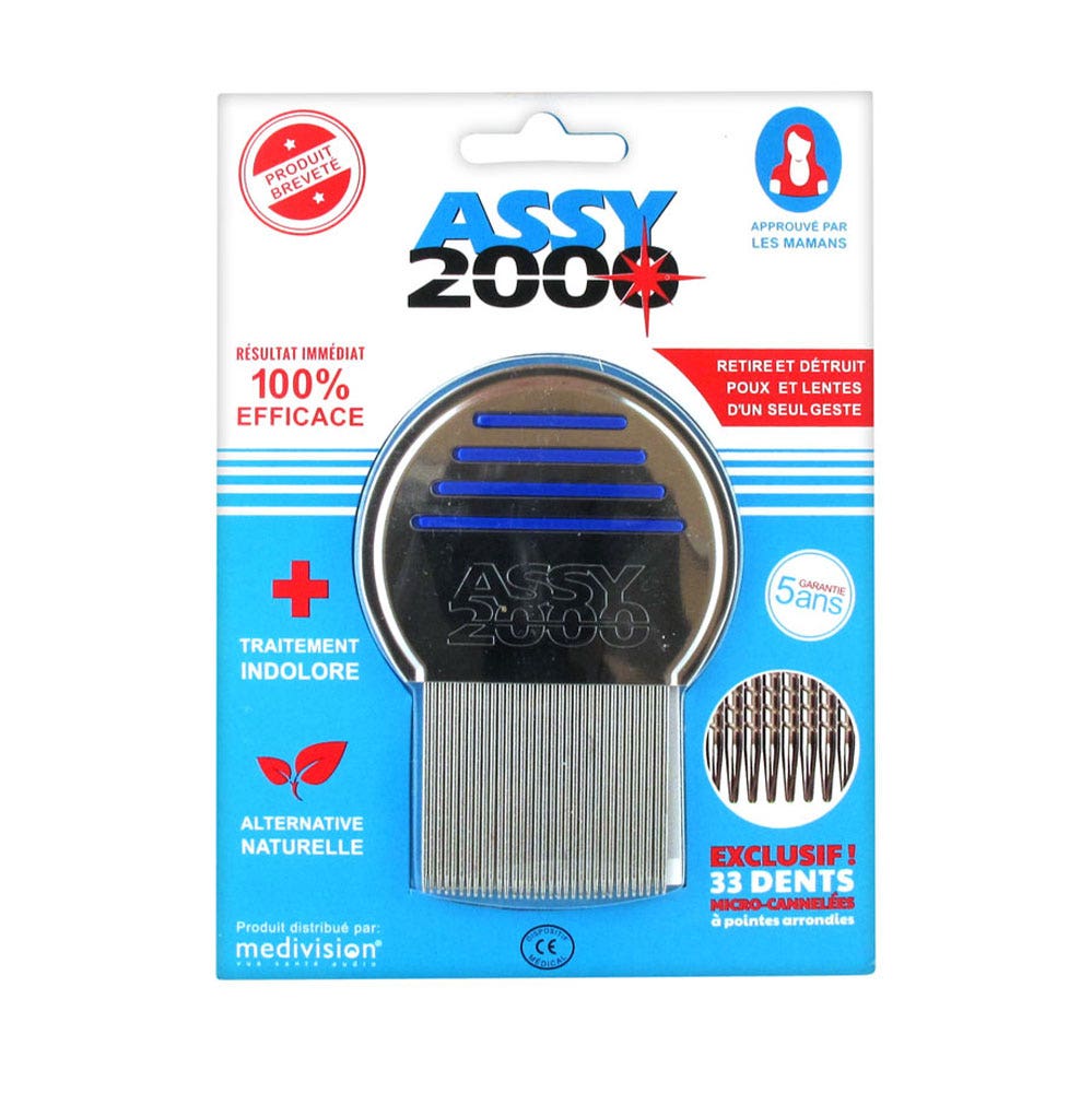 Assy Peigne Anti-poux Acier Trempe Inoxydable Et Sterilisable 2000