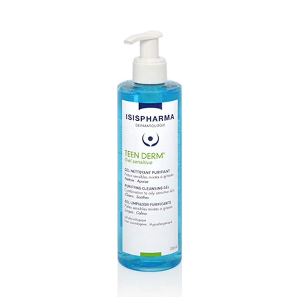 Isispharma Teen Derm Gel Nettoyant Purifiant Gel Sensitive Peaux Sensibles Mixtes A Grasses 250ml