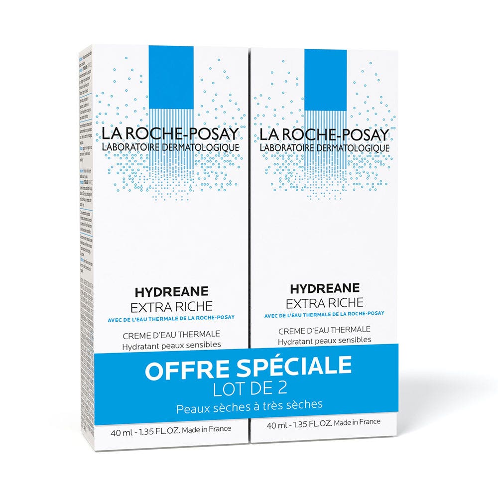 La Roche-Posay Hydreane Creme D'eau Thermale Extra Riche 2x40ml
