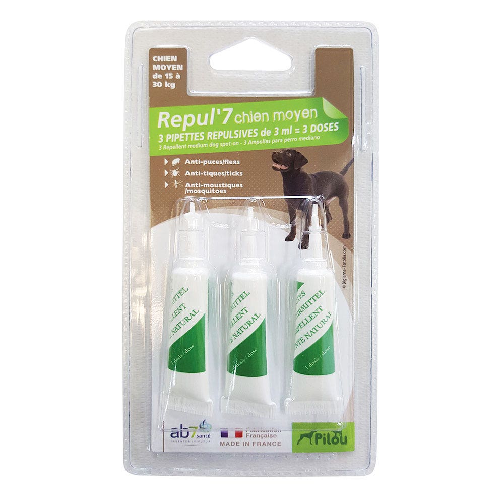 Pilou Pipettes Antiparasitaires Repulsives Chien Moyen Repul'7 3x3ml