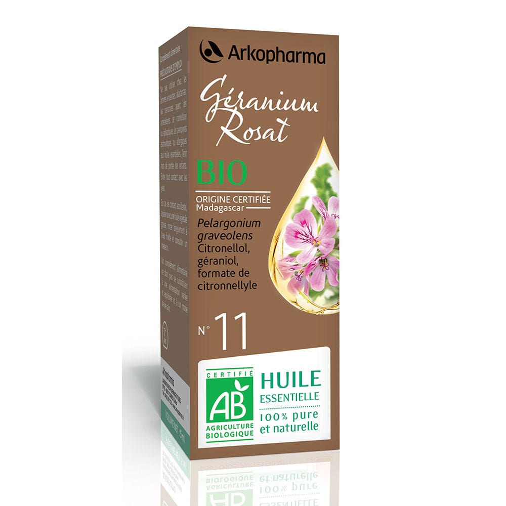 Arkopharma Arkoessentiel Huile Essentielle N°11 Geranium Rosat Bio (pelargonium Graveolens) 5ml