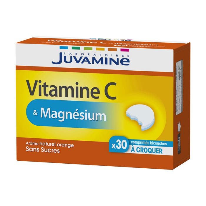 Vitamine C + Magnesium 30 Comprimes A Croquer Juvamine