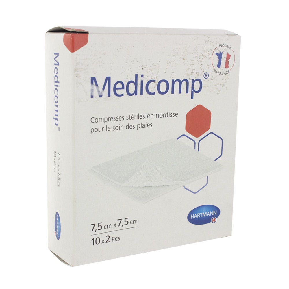 Hartmann Compresses Steriles Non Tisses 7.5x7.5cm Boite De 10 Sachets De 2 Medicomp