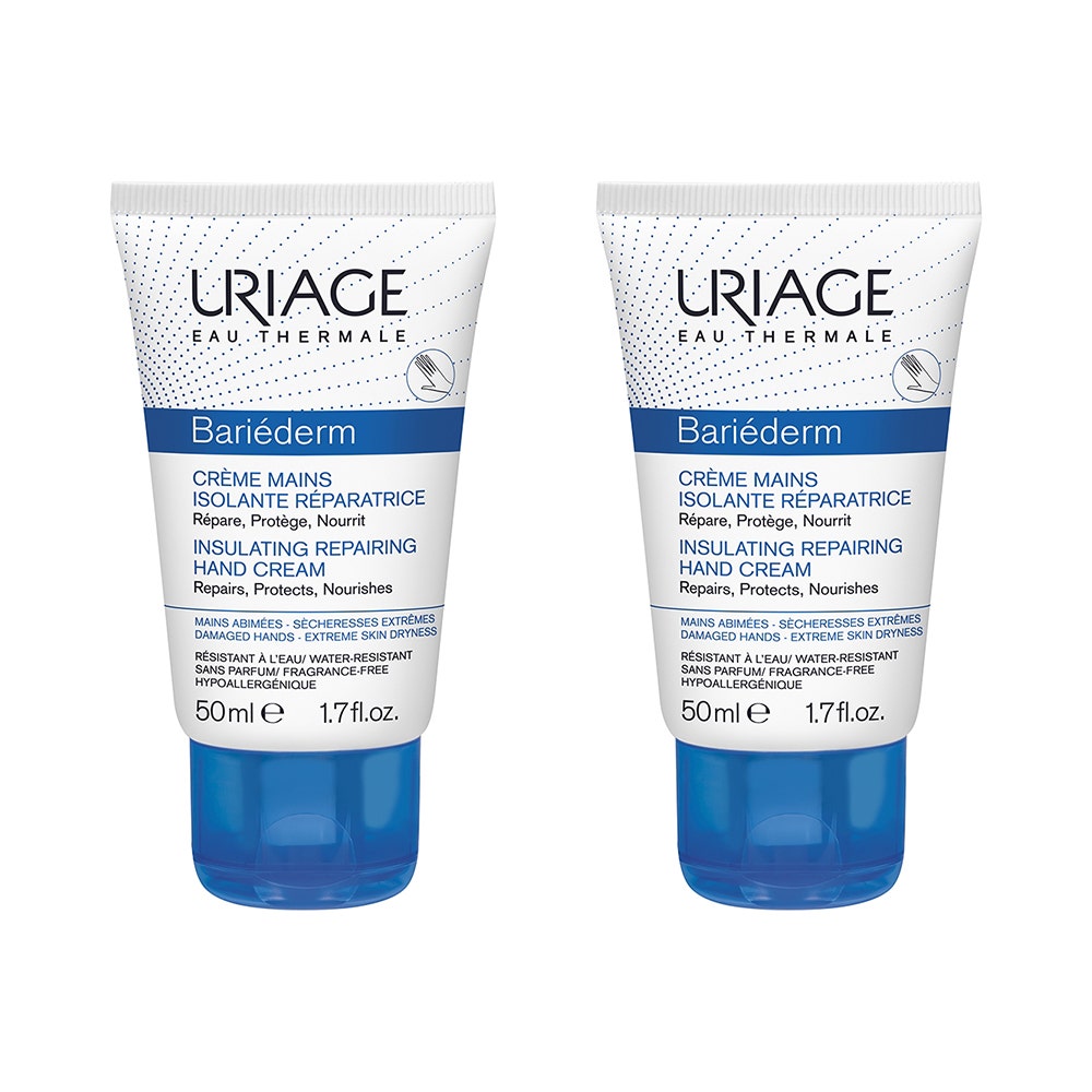Bariederm Creme Mains Isolante Reparatrice Mains Abimees 2x50ml Uriage