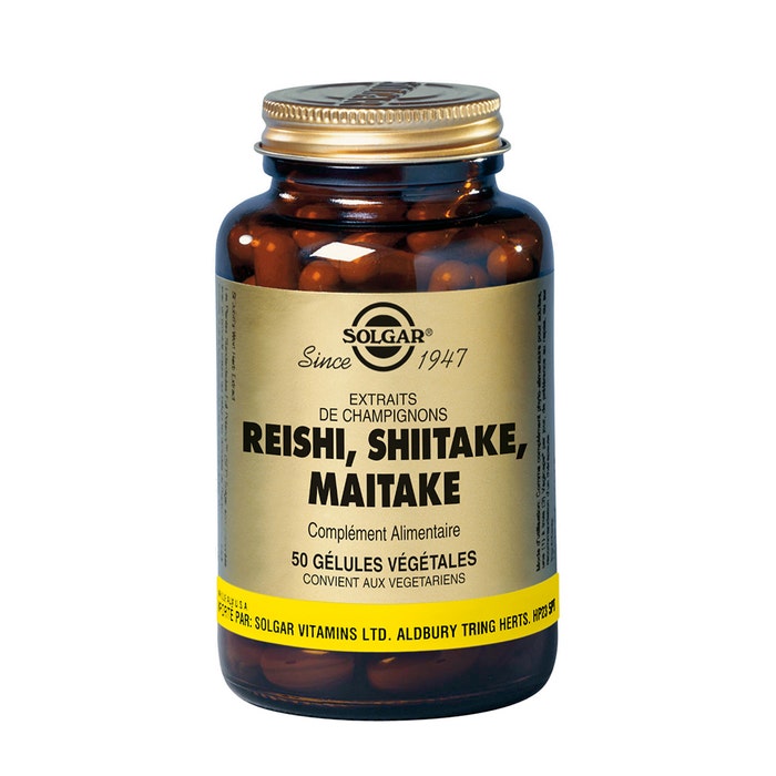 Solgar Reishi Shiitake Maitake Système immunitaire 50 gélules végétales