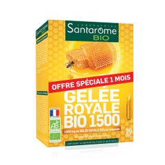 Santarome Gelee Royale Bio 30 Ampoules Issu De La Ruche 1500mg