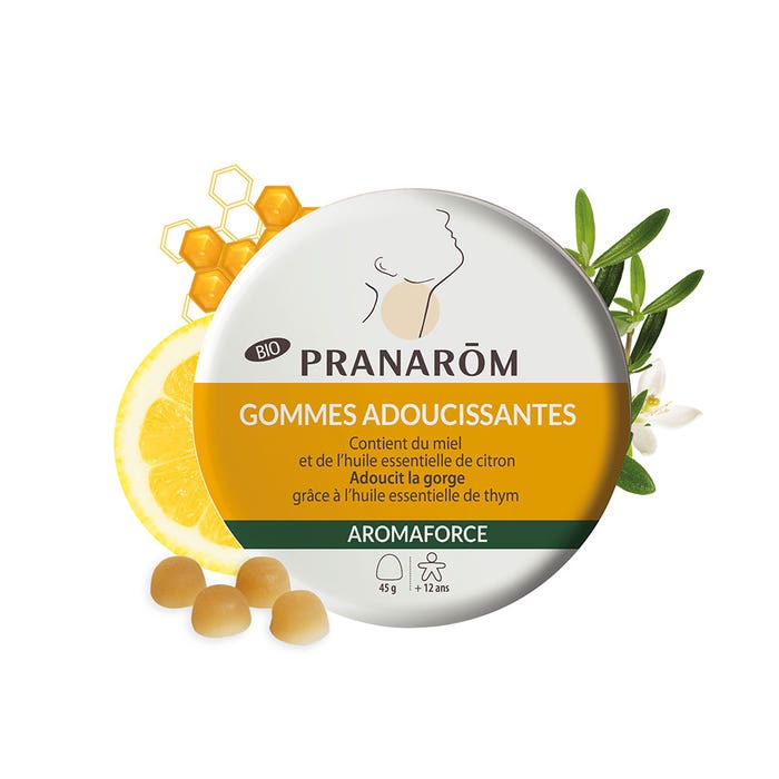 Pranarôm Aromaforce Gommes Adoucissantes Bio Miel Citron 45g