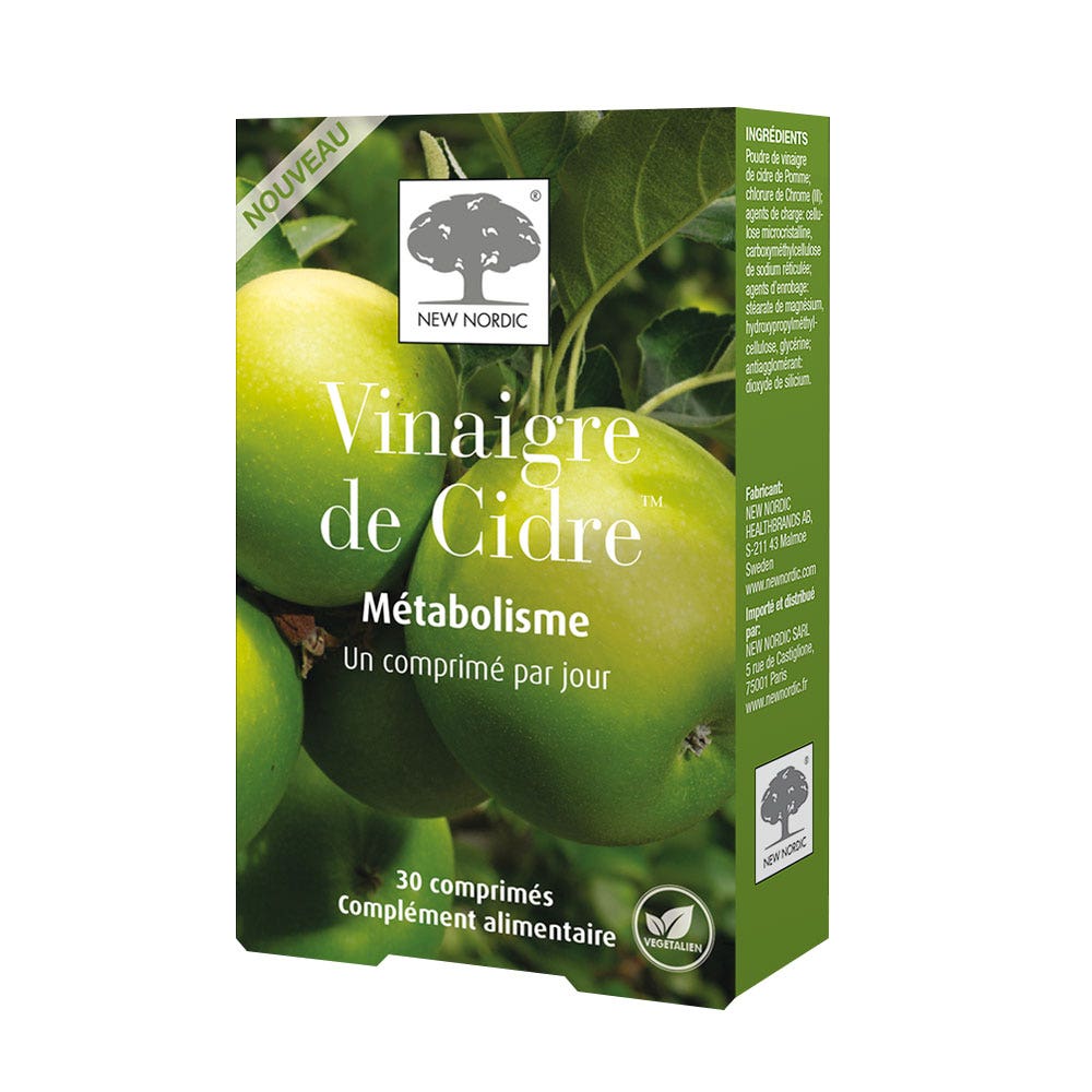 New Nordic Vinaigre De Cidre 30 Comprimes Metabolisme