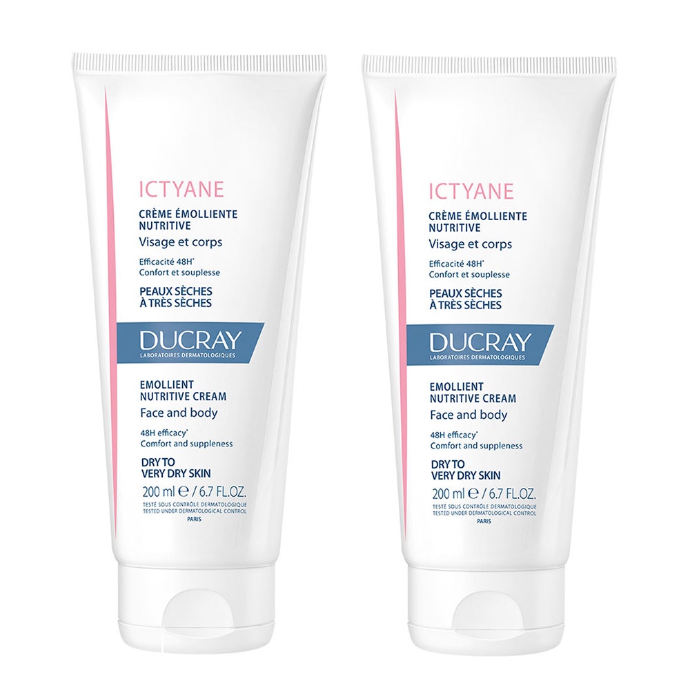 Ducray Ictyane Creme Emolliente Nutritive Visage Et Corps Peaux Seches A Tres Seches 2x200ml