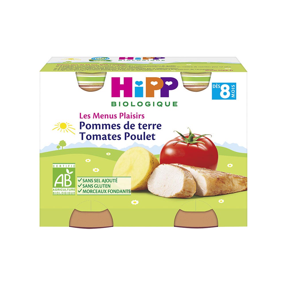 HiPP Biologique Petits Pots Bébé Dès 8 Ois Gratin Lasagnes, Les 2 Pots