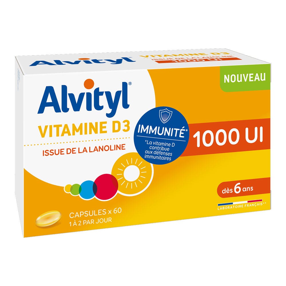 Alvityl Vitamine D3 1000UI - Dès 6 ans 60 capsules