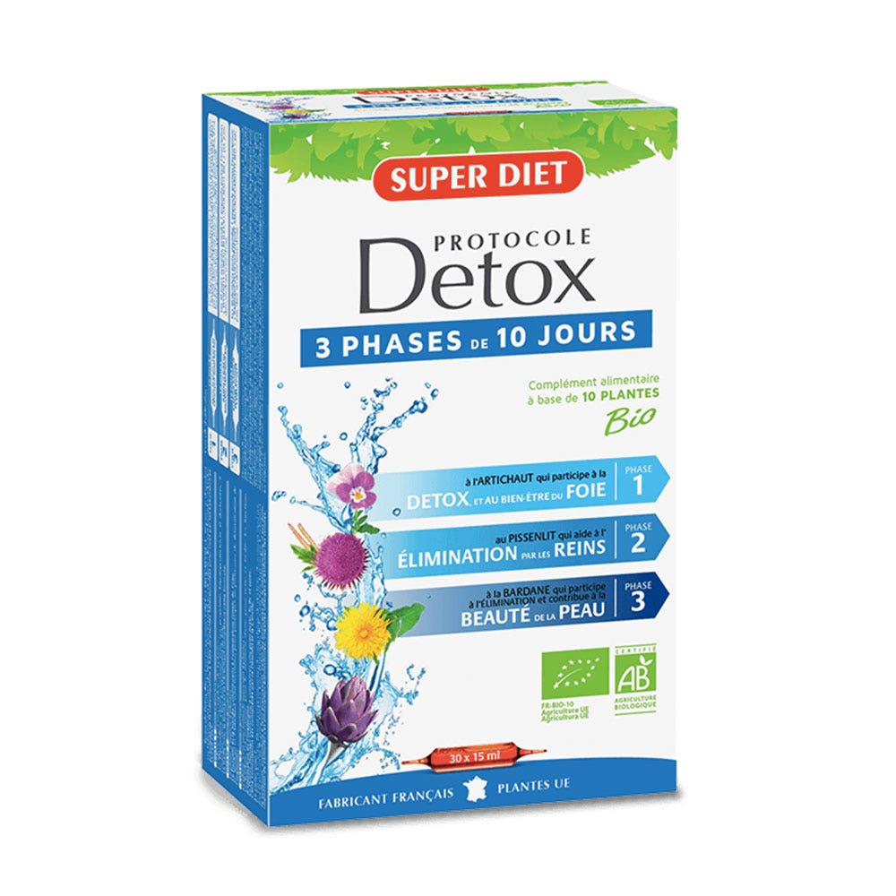 Superdiet Mon Protocole Détox Bio 30 Ampoules