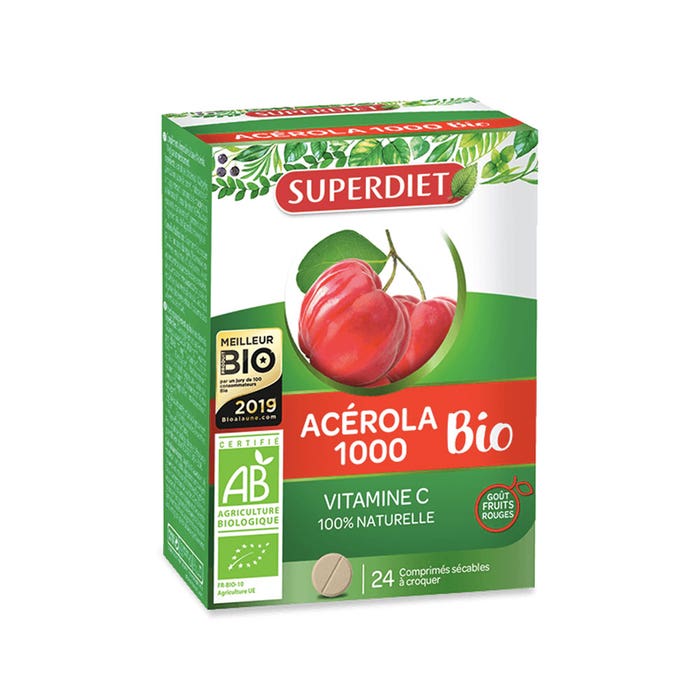 Superdiet Acerola 1000 Bio 24 comprimés à croquer