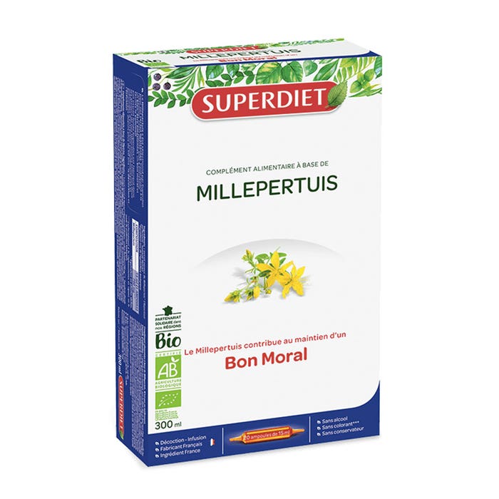 Superdiet Millepertuis Bio Bon Moral 20 Ampoules 15 ml