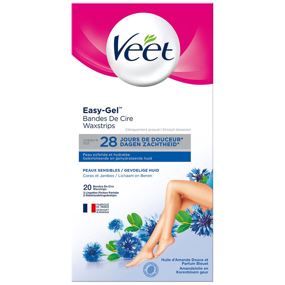Veet Bandes De Cire Corps Et Jambes X20 Peaux Sensibles