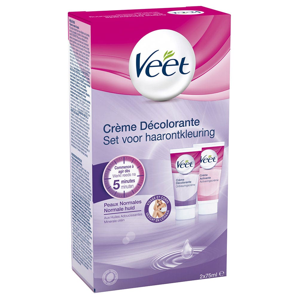 Veet Crème Décolorante Visage Et Corps Peaux Normales 2x75ml