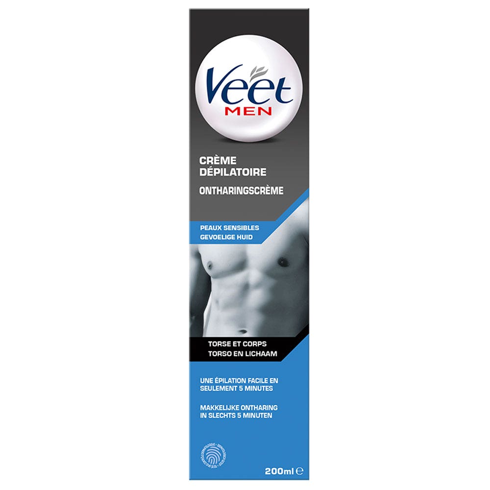 Veet Creme Depilatoire Torse Et Corps Men Peaux Sensibles 200ml