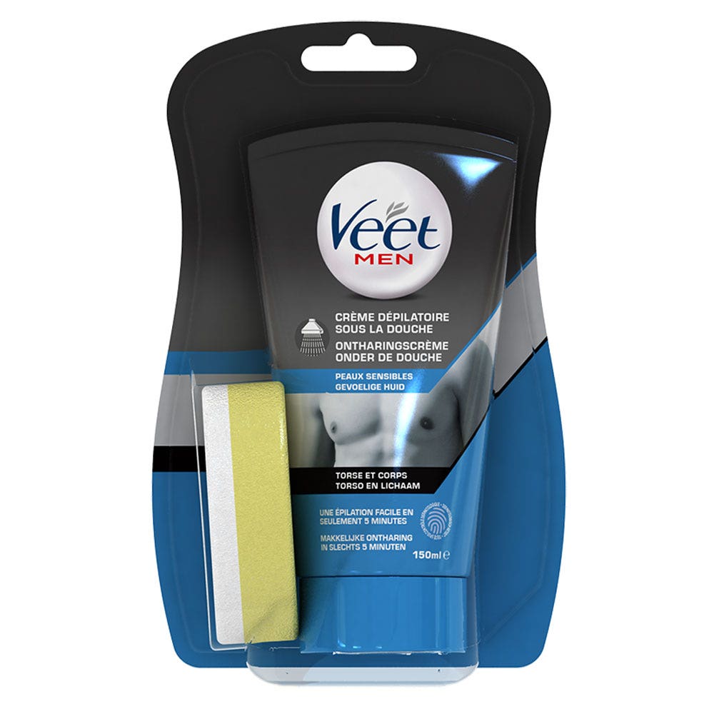 Veet Creme Depilatoire Douche Torse Et Corps Men Peaux Sensibles 150ml