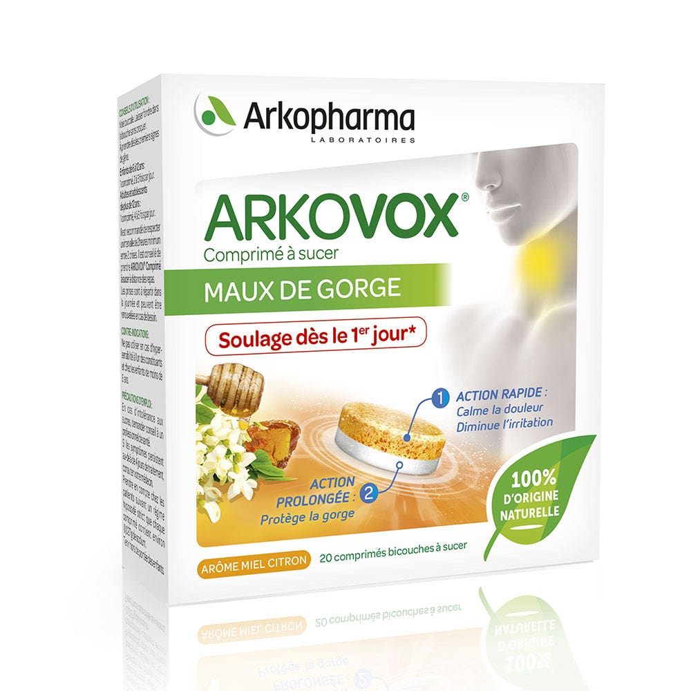 Arkopharma Maux De Gorge Miel Citron 20 Comprimes