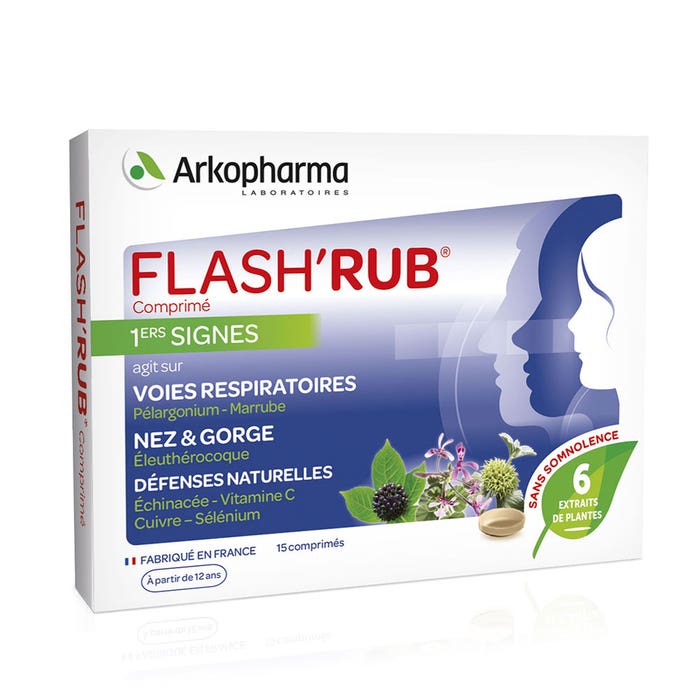 Arkopharma Flash'Rub Nez Et Gorge Vitamine C, Pélargonium 15 comprimés