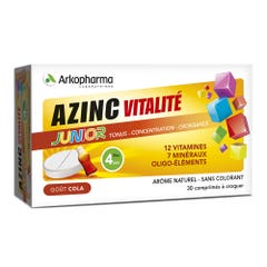 Arkopharma Azinc Junior Goût Cola Vitamines C & E, Zinc 30 comprimés